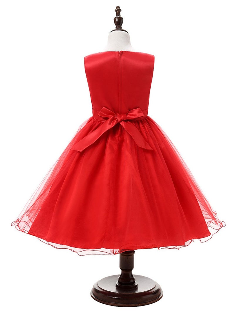DreamHigh Sequined Flower Girls Party Dress (6, Red) - Image 4